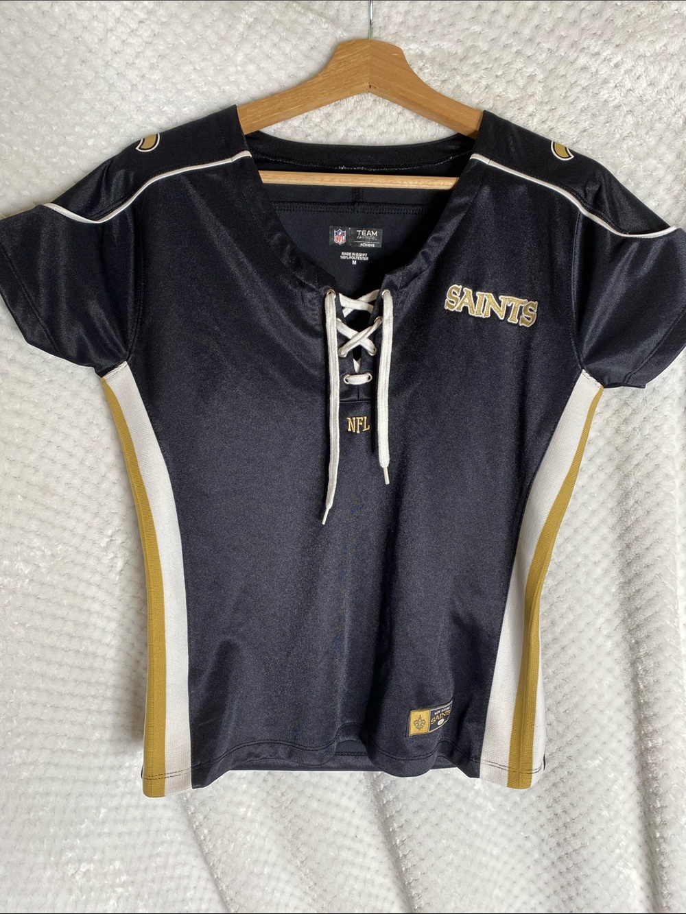 NFL Apparel New Orleans Saints Lace-Up Jersey Shirt Black/Gold